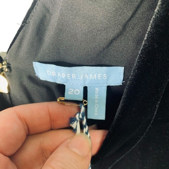 Draper James Velvet Bow Shoulder Dress Womens Size 20 Black NWT $175 - Picture 9 of 16